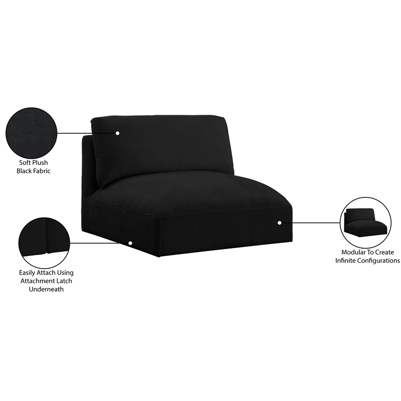 Meridian Furniture Ease Black Fabric Armless