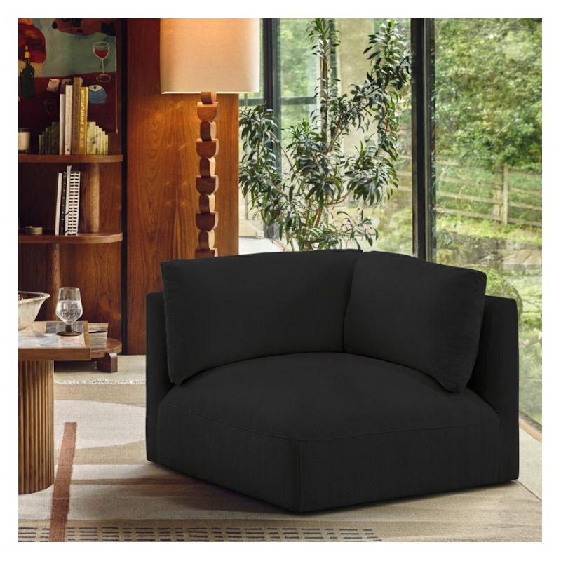 Meridian Furniture Ease Black Fabric Corner
