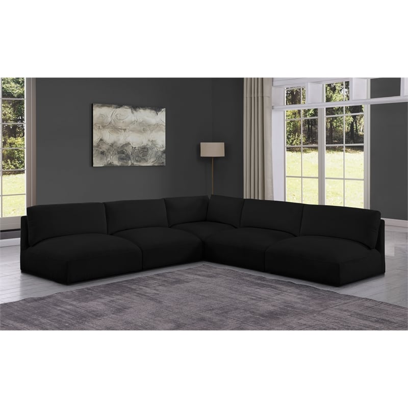 Meridian Furniture Ease Black Fabric Modular Sectional