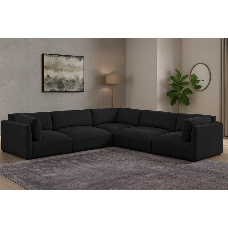 Meridian Furniture Ease Black Fabric Modular Sectional