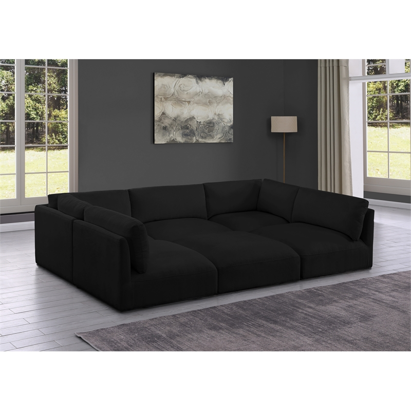 Meridian Furniture Ease Black Fabric Modular Sectional