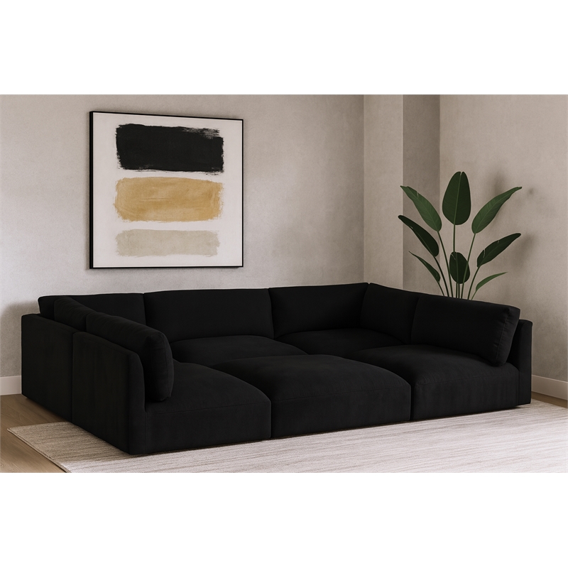 Meridian Furniture Ease Black Fabric Modular Sectional