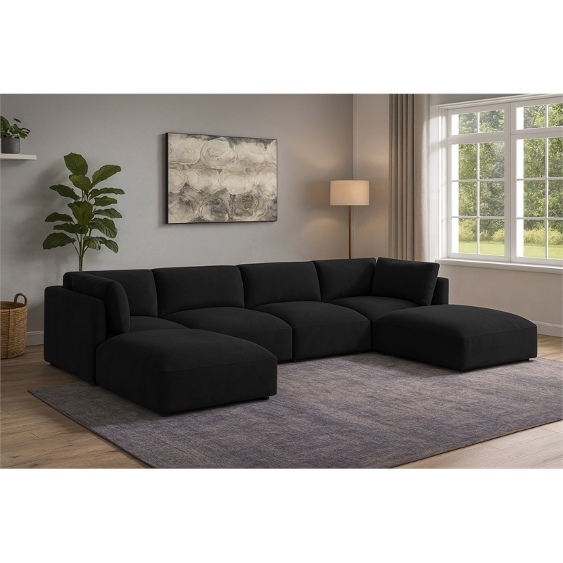 Meridian Furniture Ease Black Fabric Modular Sectional