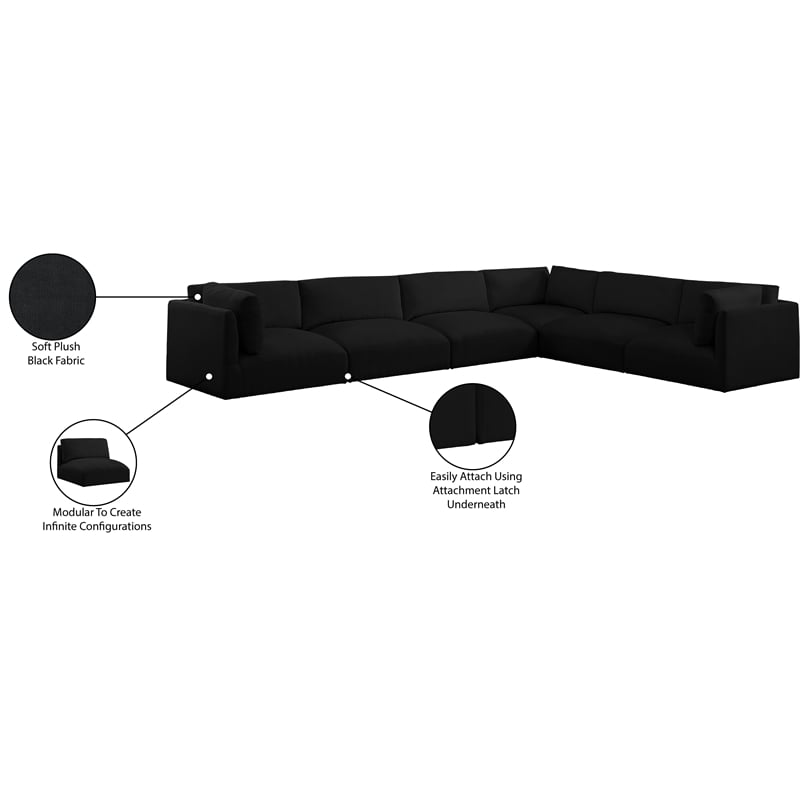Meridian Furniture Ease Black Fabric Modular Sectional