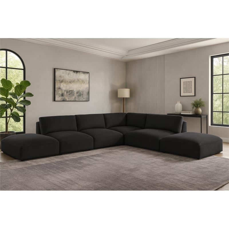 Meridian Furniture Ease Black Fabric Modular Sectional