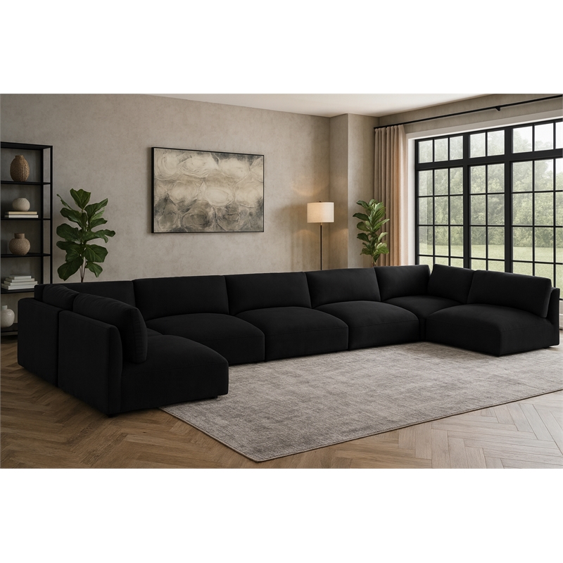 Meridian Furniture Ease Black Fabric Modular Sectional