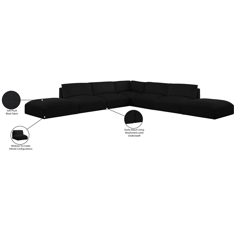 Meridian Furniture Ease Black Fabric Modular Sectional