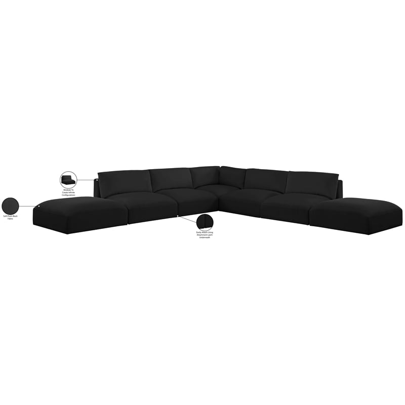 Meridian Furniture Ease Black Fabric Modular Sectional