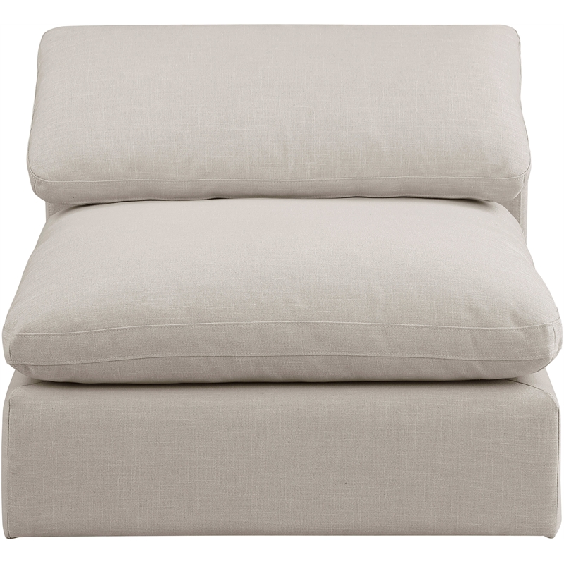 Meridian Furniture Comfy Beige Linen Textured Fabric Armless Chair