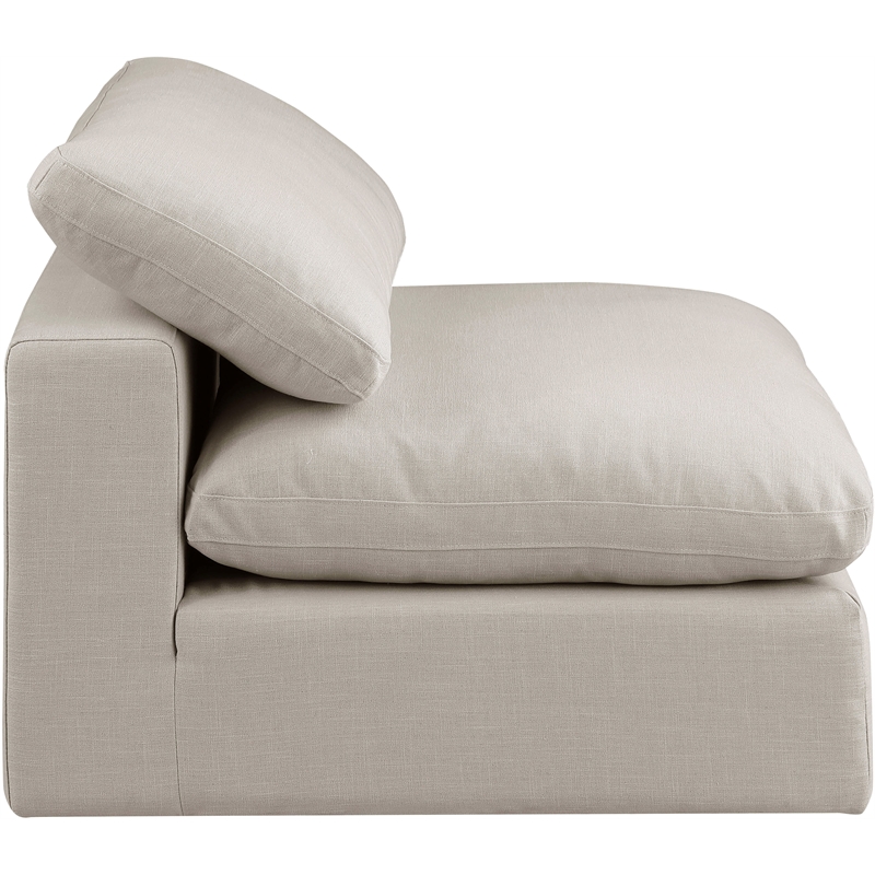 Meridian Furniture Comfy Beige Linen Textured Fabric Armless Chair