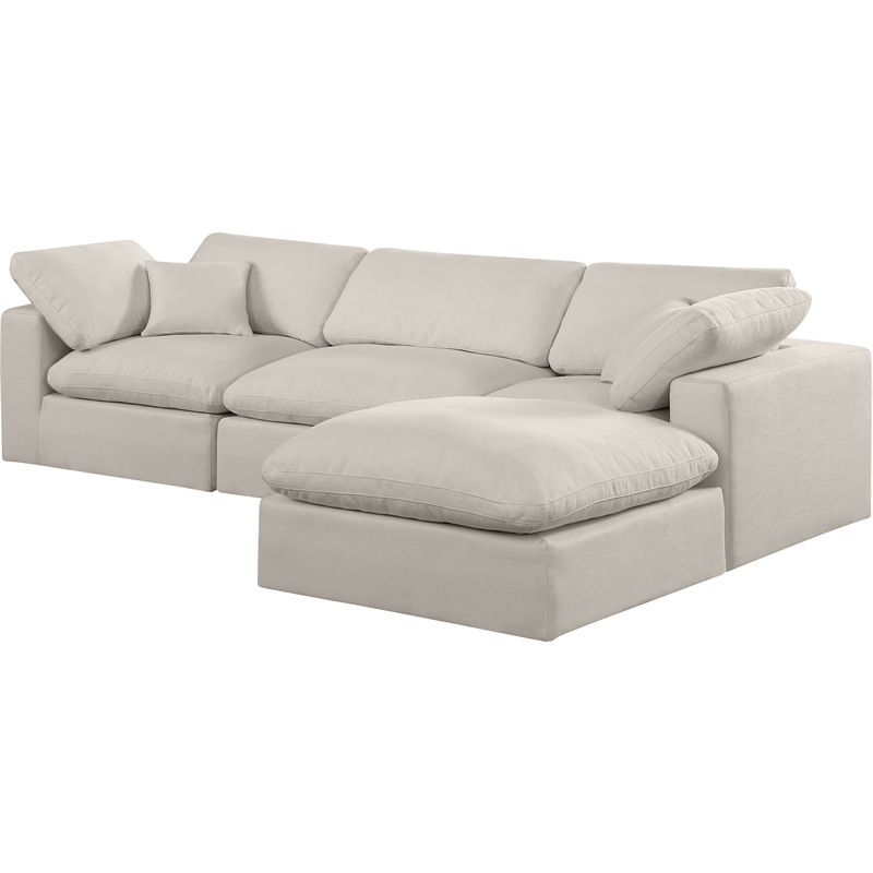 Meridian Furniture Comfy Beige Linen Textured Fabric 4-Pc. Modular Sectional