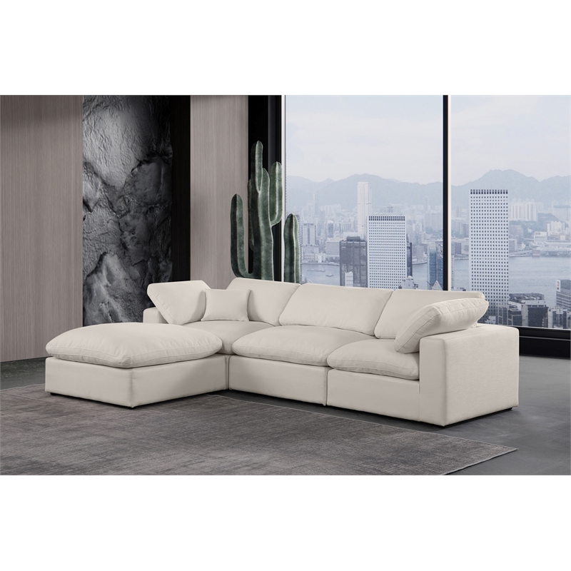 Meridian Furniture Comfy Beige Linen Textured Fabric 4-Pc. Modular Sectional