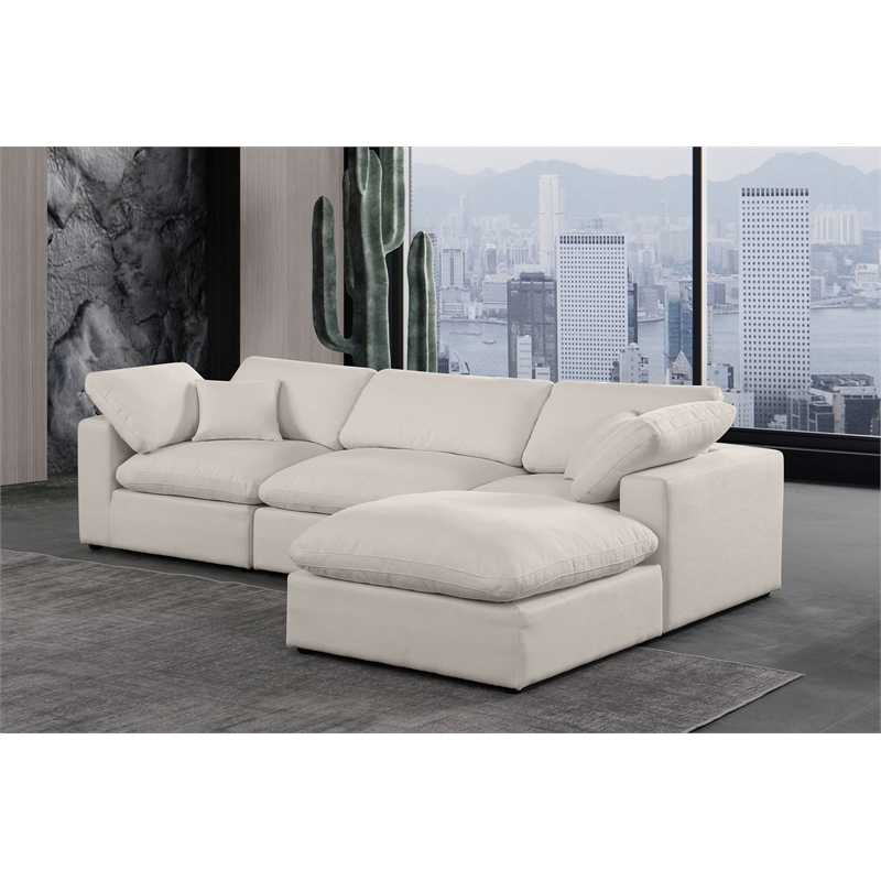 Meridian Furniture Comfy Beige Linen Textured Fabric 4-Pc. Modular Sectional
