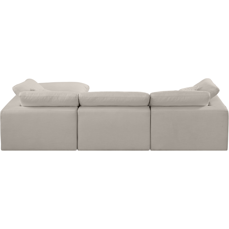 Meridian Furniture Comfy Beige Linen Textured Fabric 4-Pc. Modular Sectional