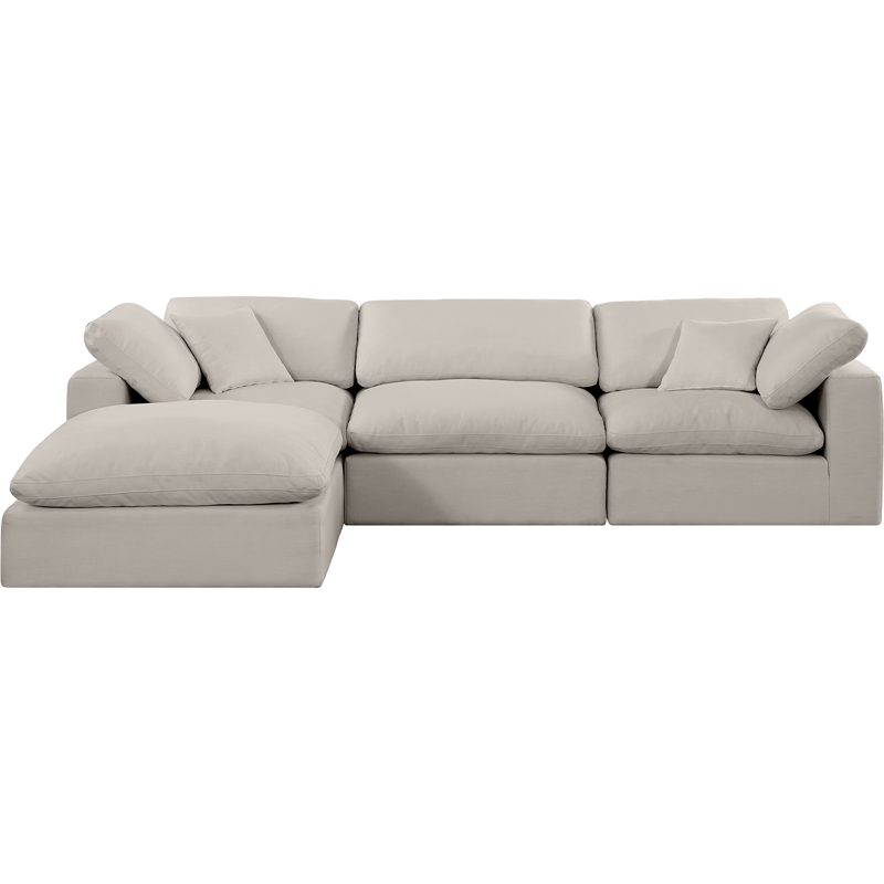 Meridian Furniture Comfy Beige Linen Textured Fabric 4-Pc. Modular Sectional