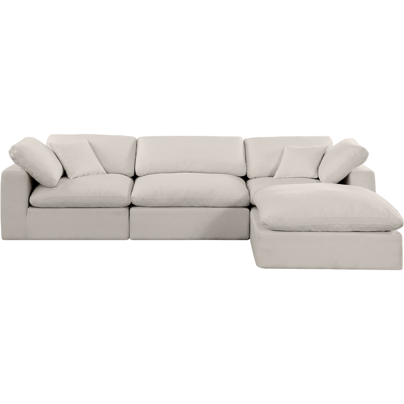 Meridian Furniture Comfy Beige Linen Textured Fabric 4-Pc. Modular Sectional