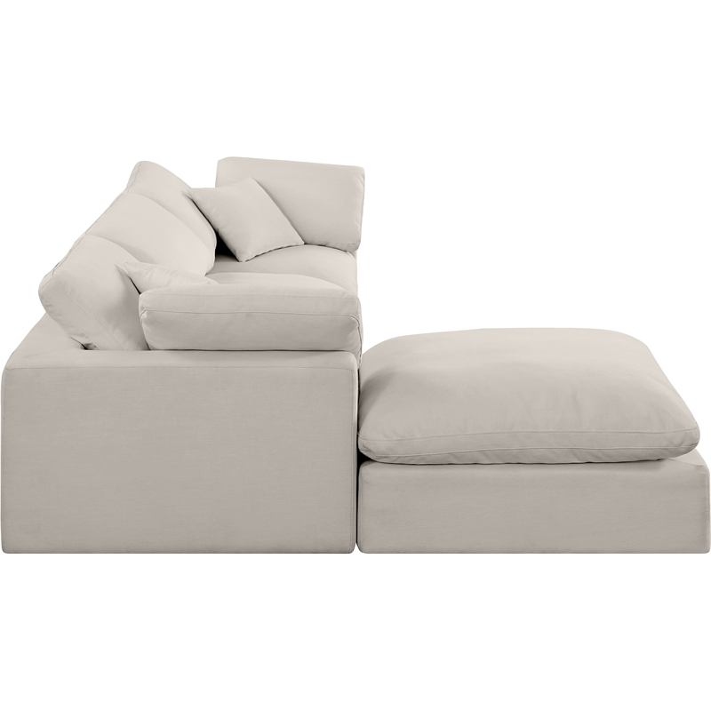 Meridian Furniture Comfy Beige Linen Textured Fabric 4-Pc. Modular Sectional