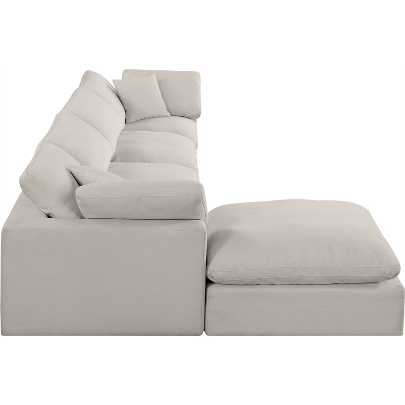 Meridian Furniture Comfy Beige Linen Textured Fabric 5-Pc. Modular Sectional