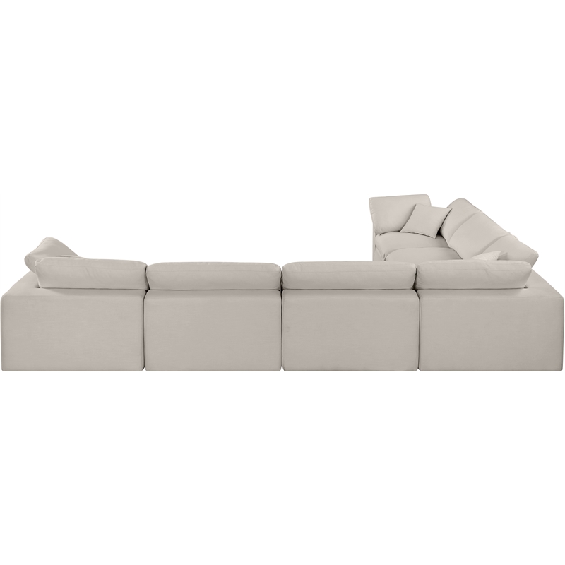 Meridian Furniture Comfy Beige Linen Textured Fabric 6-Pc. Modular Sectional