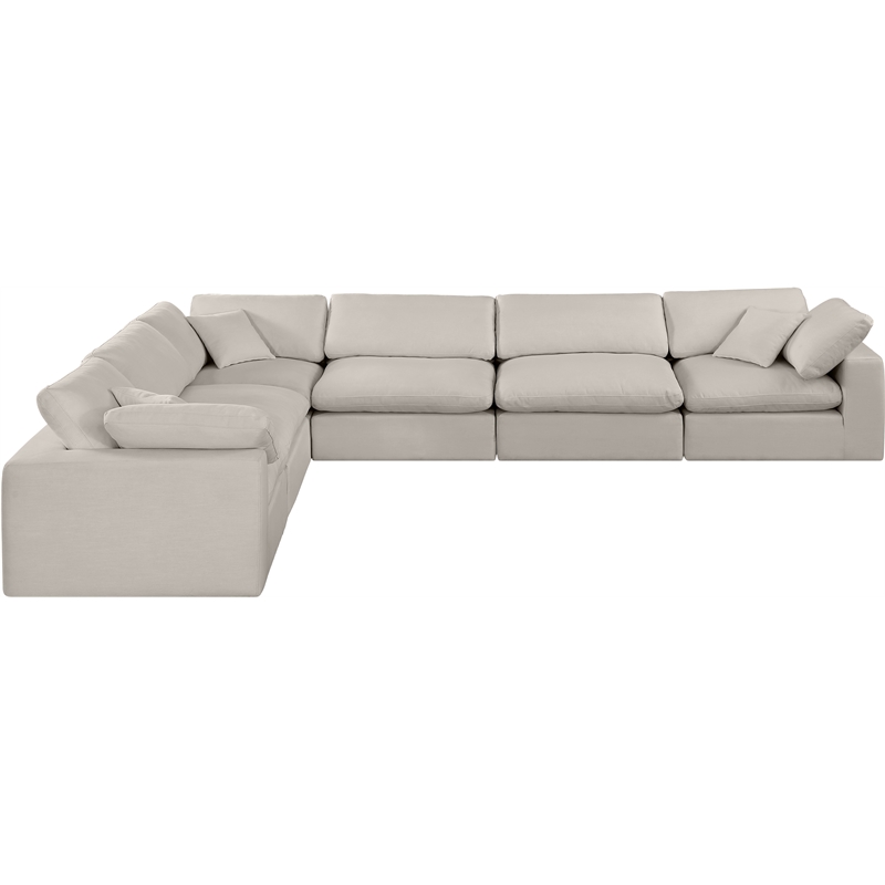 Meridian Furniture Comfy Beige Linen Textured Fabric 6-Pc. Modular Sectional