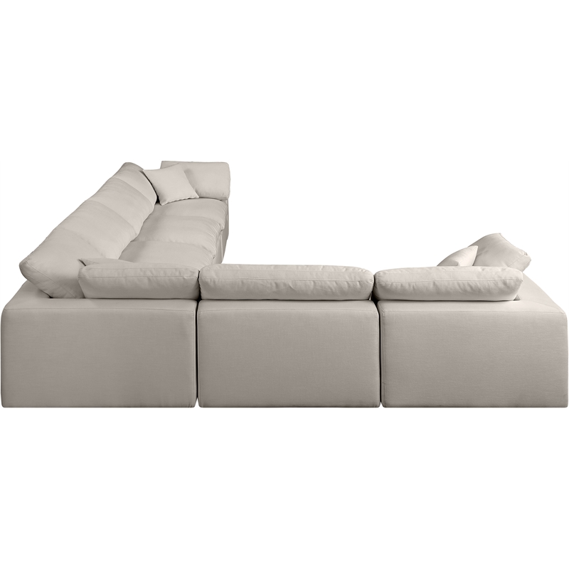 Meridian Furniture Comfy Beige Linen Textured Fabric 6-Pc. Modular Sectional