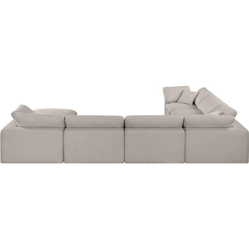 Meridian Furniture Comfy Beige Linen Textured Fabric 7-Pc. Modular Sectional