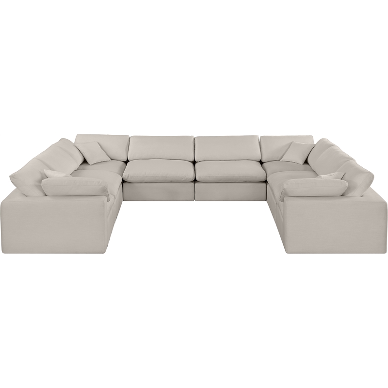 Meridian Furniture Comfy Beige Linen Textured Fabric 8-Pc. Modular Sectional