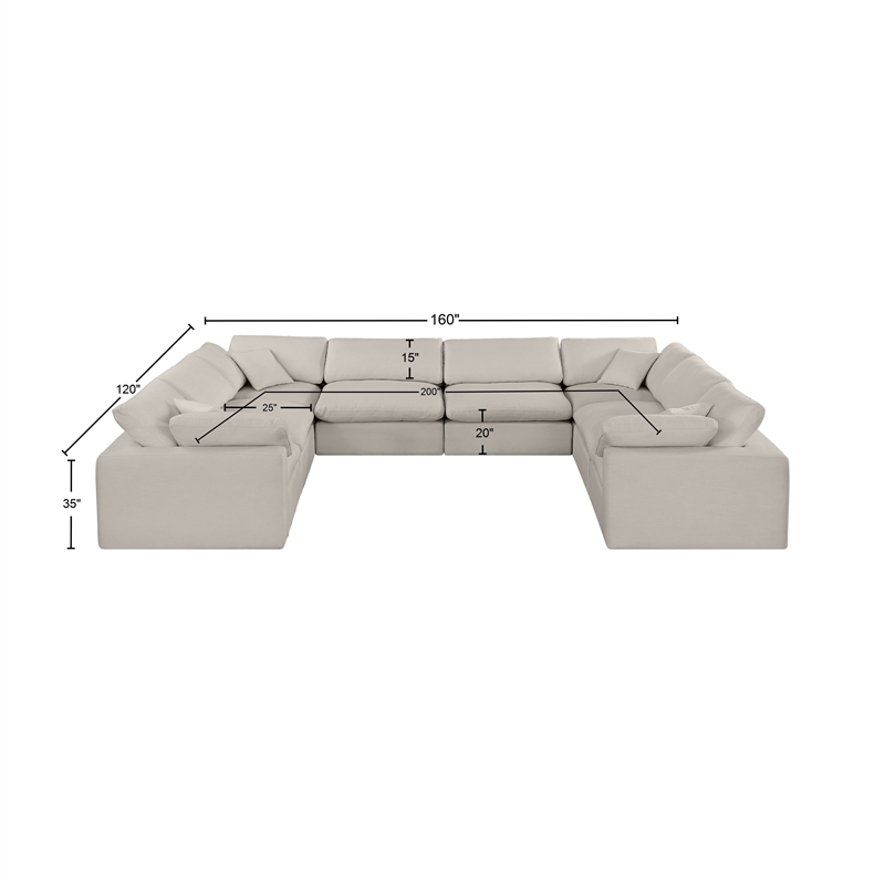 Meridian Furniture Comfy Beige Linen Textured Fabric 8-Pc. Modular Sectional