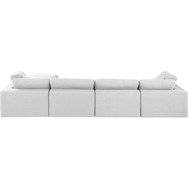 Meridian Furniture Comfy White Linen Textured Fabric 5-Pc. Modular Sectional
