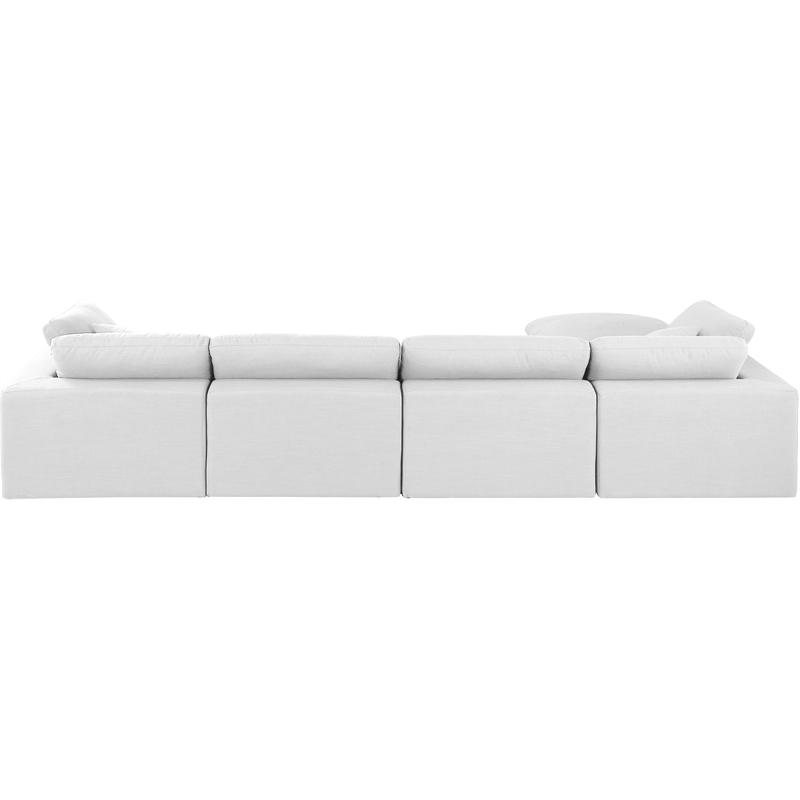 Meridian Furniture Comfy White Linen Textured Fabric 5-Pc. Modular Sectional