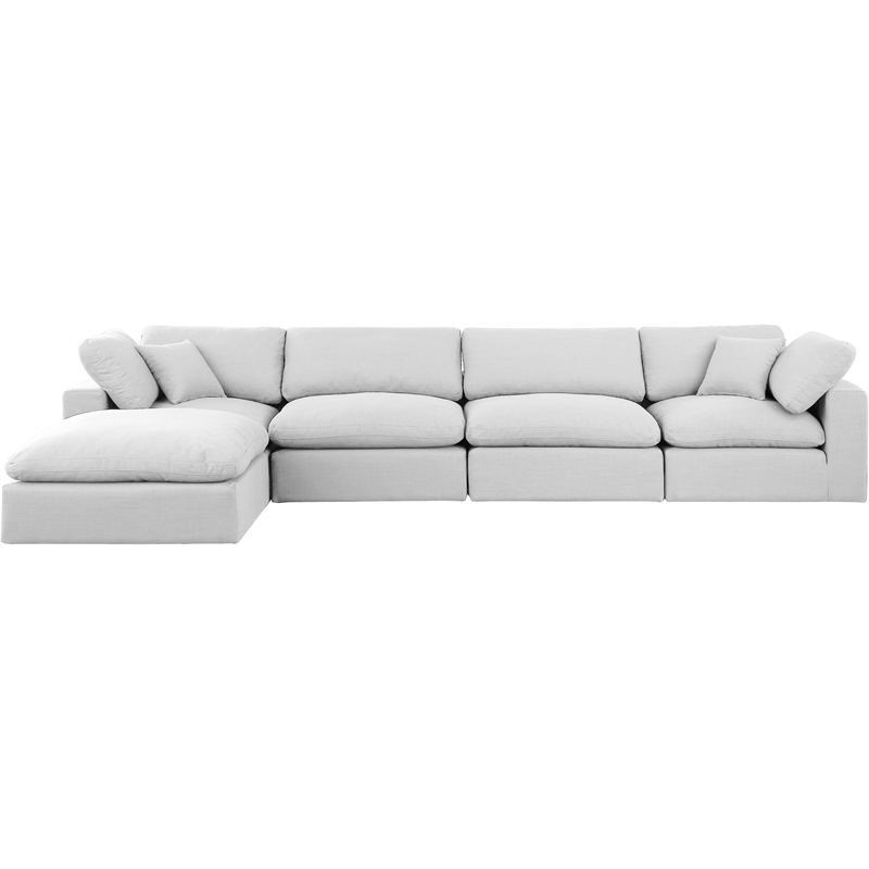Meridian Furniture Comfy White Linen Textured Fabric 5-Pc. Modular Sectional
