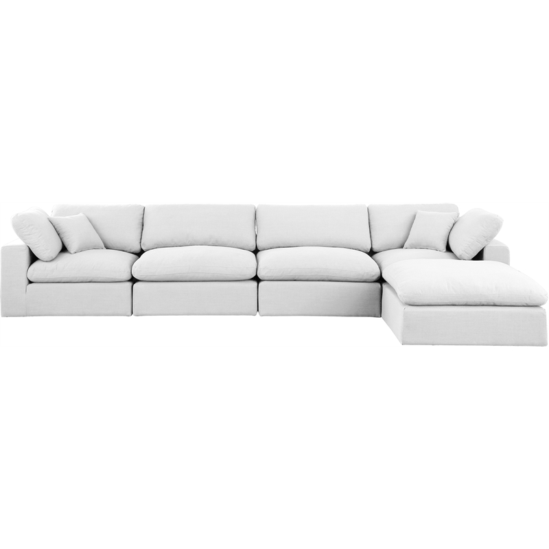 Meridian Furniture Comfy White Linen Textured Fabric 5-Pc. Modular Sectional