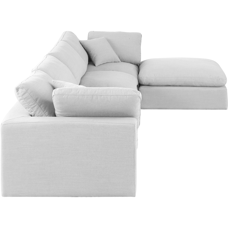 Meridian Furniture Comfy White Linen Textured Fabric 5-Pc. Modular Sectional