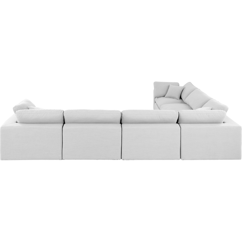 Meridian Furniture Comfy White Linen Textured Fabric 6-Pc. Modular Sectional