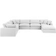 Meridian Furniture Comfy White Linen Textured Fabric 7-Pc. Modular Sectional