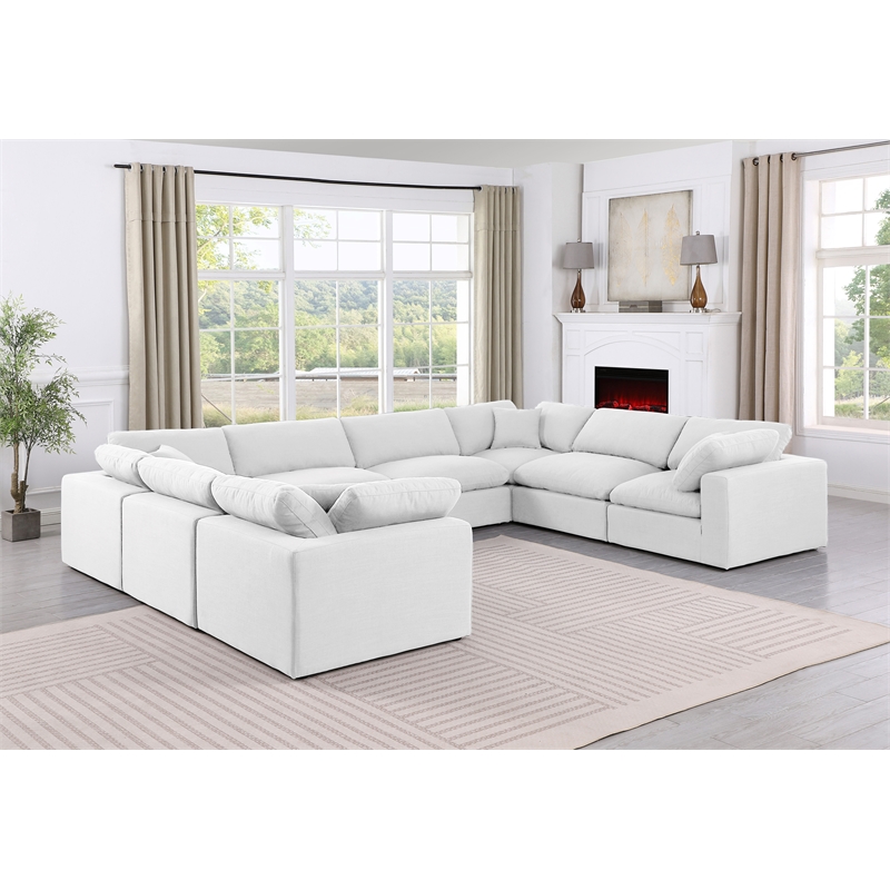 Meridian Furniture Comfy White Linen Textured Fabric 8-Pc. Modular Sectional
