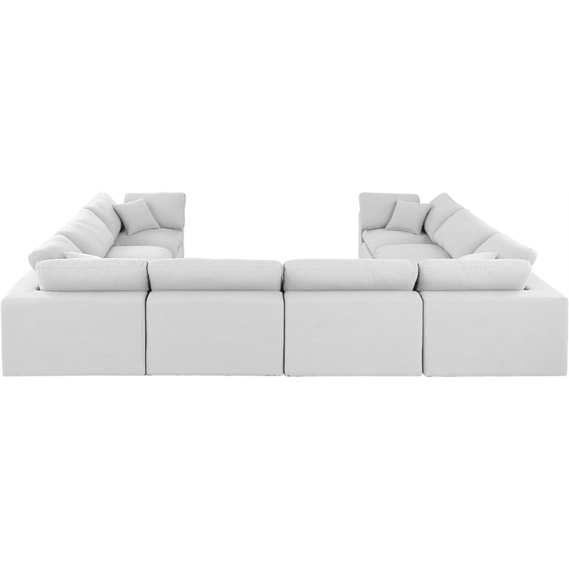 Meridian Furniture Comfy White Linen Textured Fabric 8-Pc. Modular Sectional