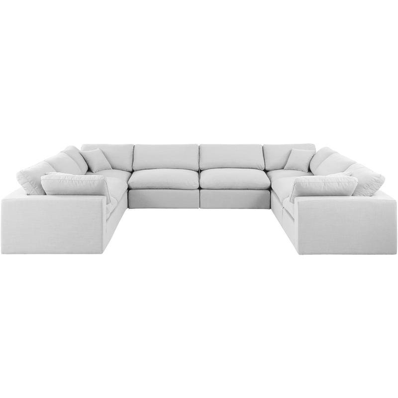 Meridian Furniture Comfy White Linen Textured Fabric 8-Pc. Modular Sectional
