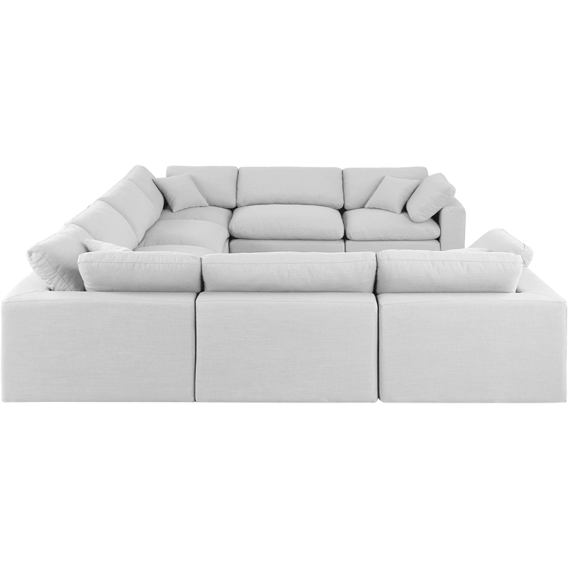 Meridian Furniture Comfy White Linen Textured Fabric 8-Pc. Modular Sectional