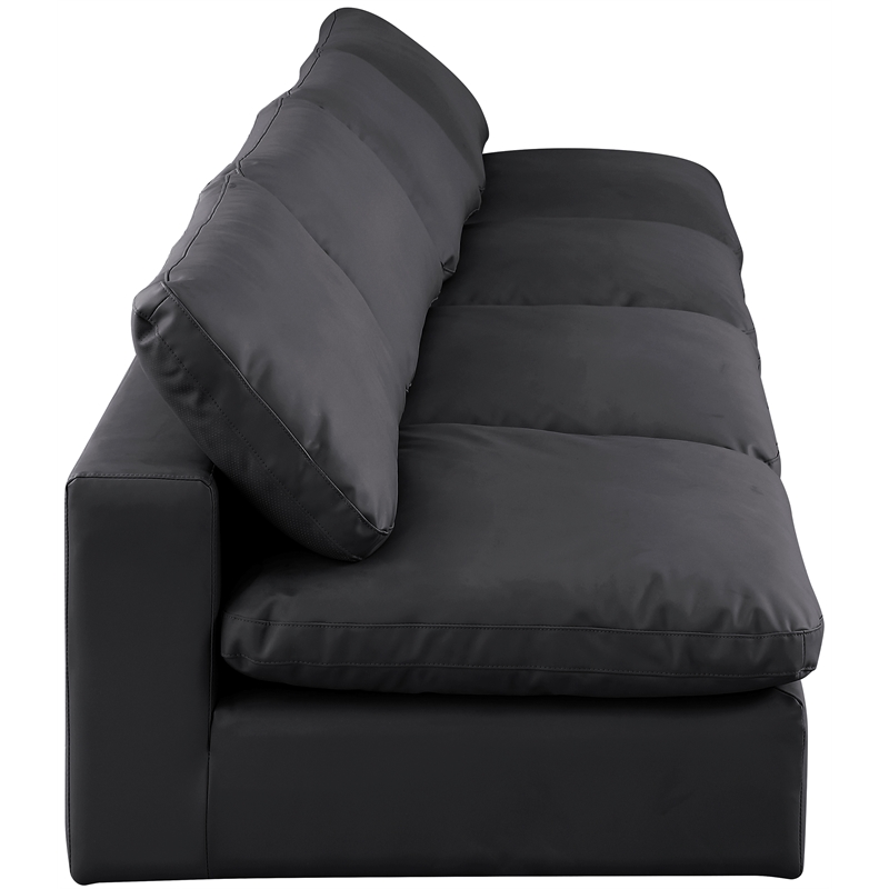 Meridian Furniture Comfy Black Vegan Leather 4-Pc. Modular Sofa