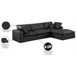Meridian Furniture Comfy Black Vegan Leather 4-Pc. Modular Sectional
