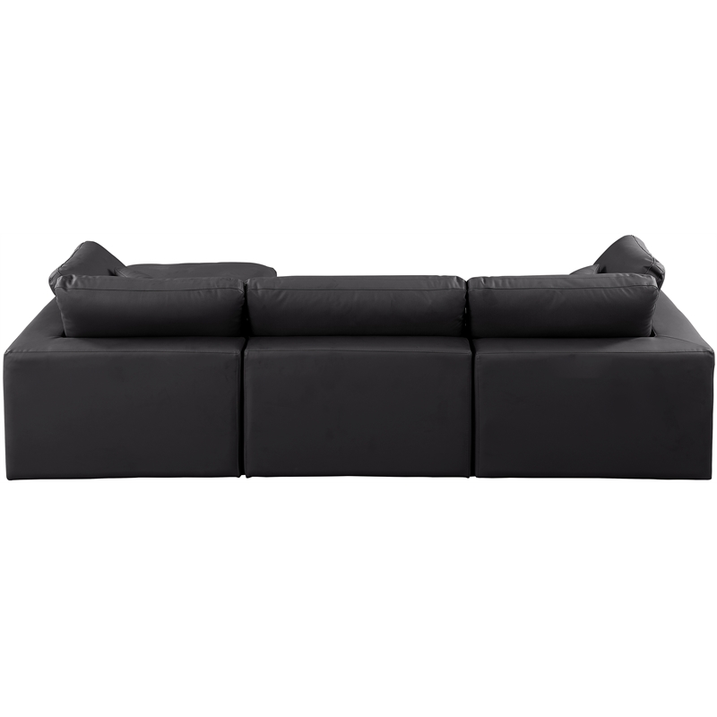 Meridian Furniture Comfy Black Vegan Leather 4-Pc. Modular Sectional