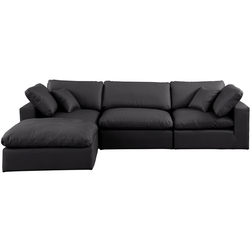 Meridian Furniture Comfy Black Vegan Leather 4-Pc. Modular Sectional