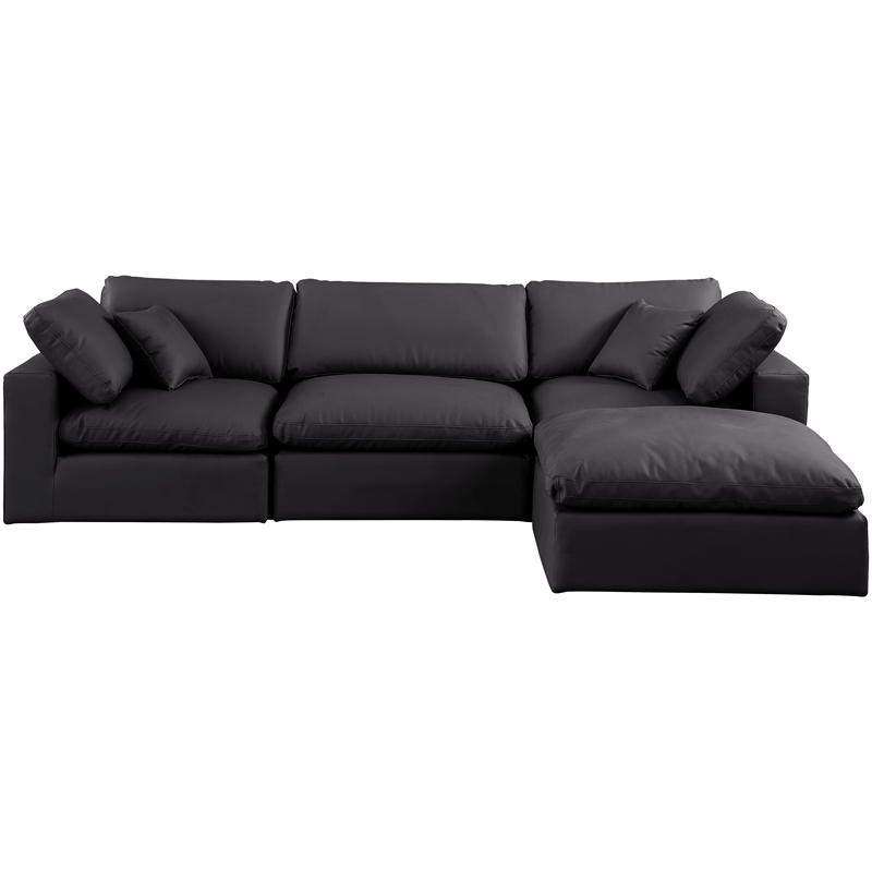 Meridian Furniture Comfy Black Vegan Leather 4-Pc. Modular Sectional
