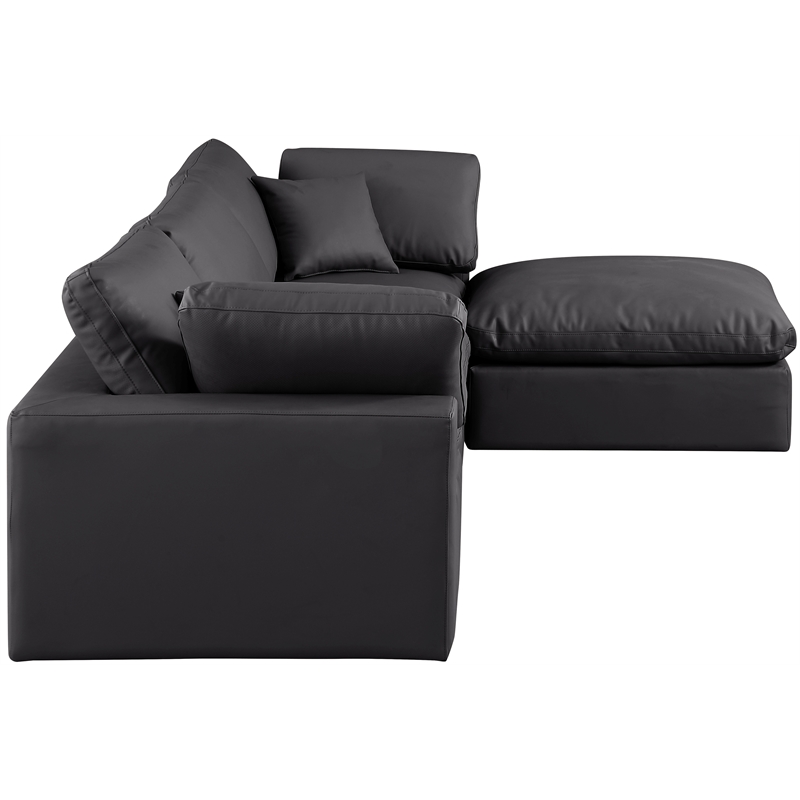 Meridian Furniture Comfy Black Vegan Leather 4-Pc. Modular Sectional