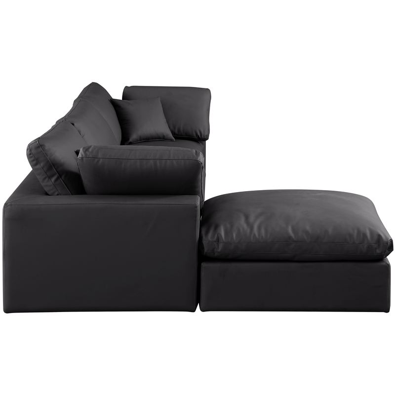 Meridian Furniture Comfy Black Vegan Leather 4-Pc. Modular Sectional
