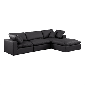 Meridian Furniture Comfy Black Vegan Leather 4-Pc. Modular Sectional