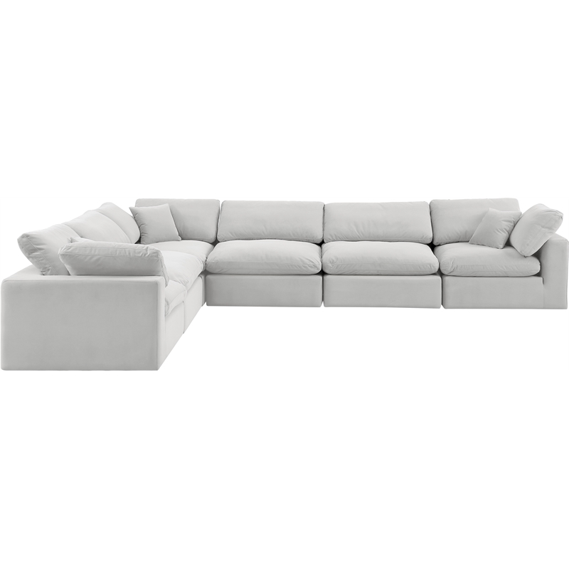 Meridian Furniture Comfy Cream Velvet 6-Pc. Modular Sectional