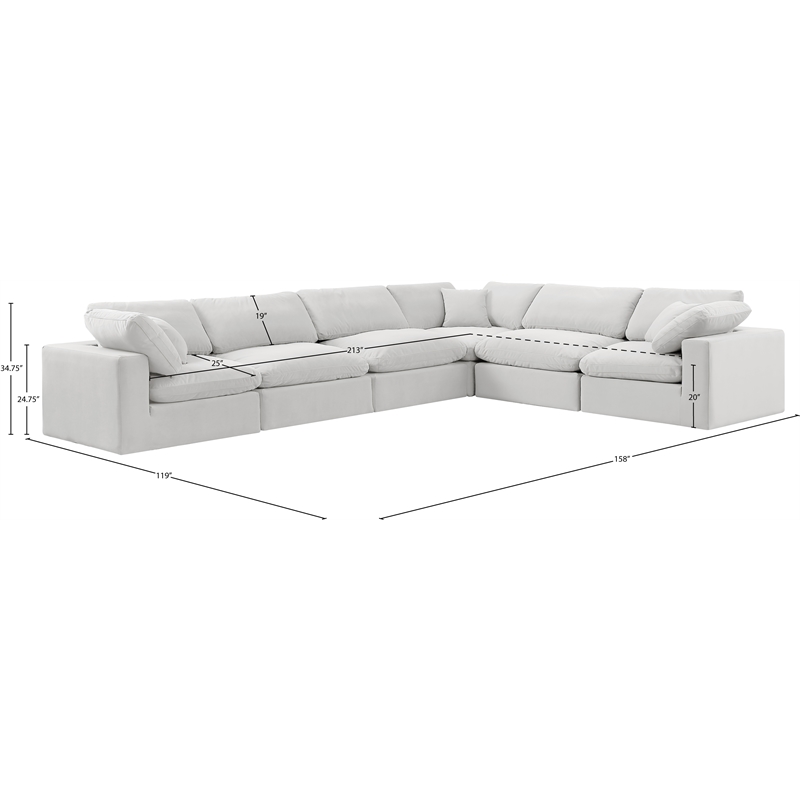 Meridian Furniture Comfy Cream Velvet 6-Pc. Modular Sectional