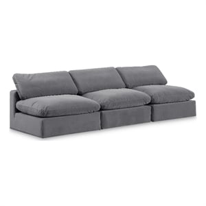 Meridian Furniture Comfy Grey Velvet 3-Pc. Modular Sofa